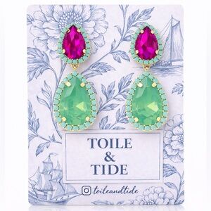 Toile & Tide Pink & Turquoise Teardrop Statement Earrings | Coastal Palm Beach